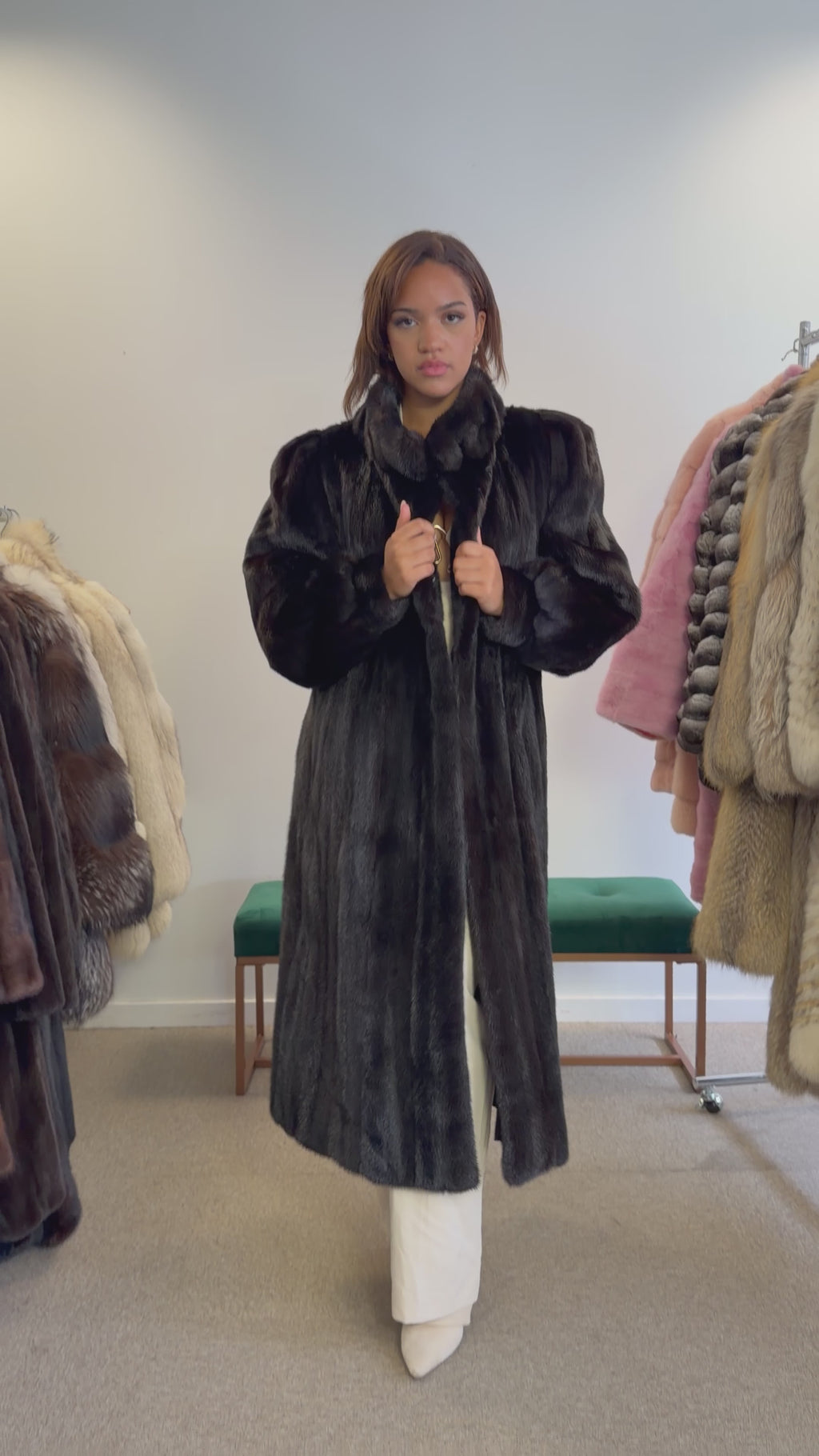 Mink Fur Coat, Black SAGA Pelsland, XXL