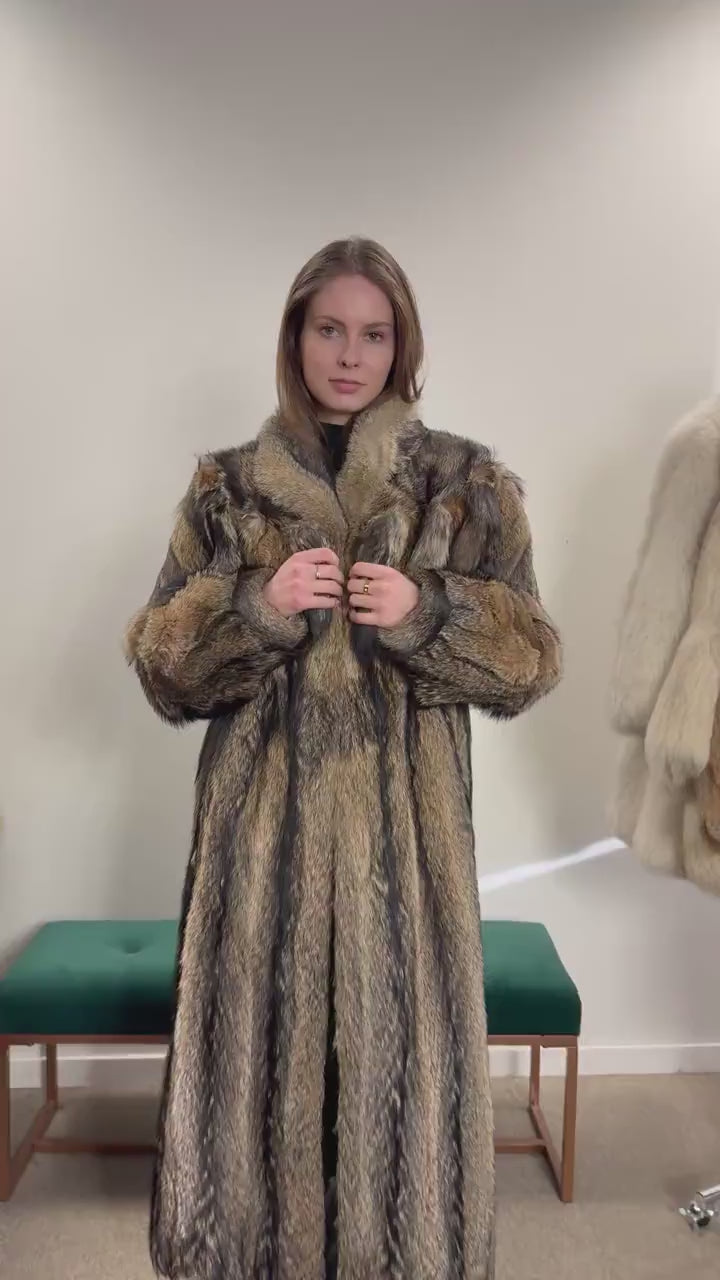 Full-Length Coyote Fur Coat, Large Size, Women's Fur Coat, Real Coyote Fur Coat, Coyote Coat Women, Vintage Fur Coat, Real Coyote Coat, Fur