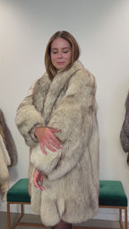 White Nordic Fox Real Fur Coat, Size L