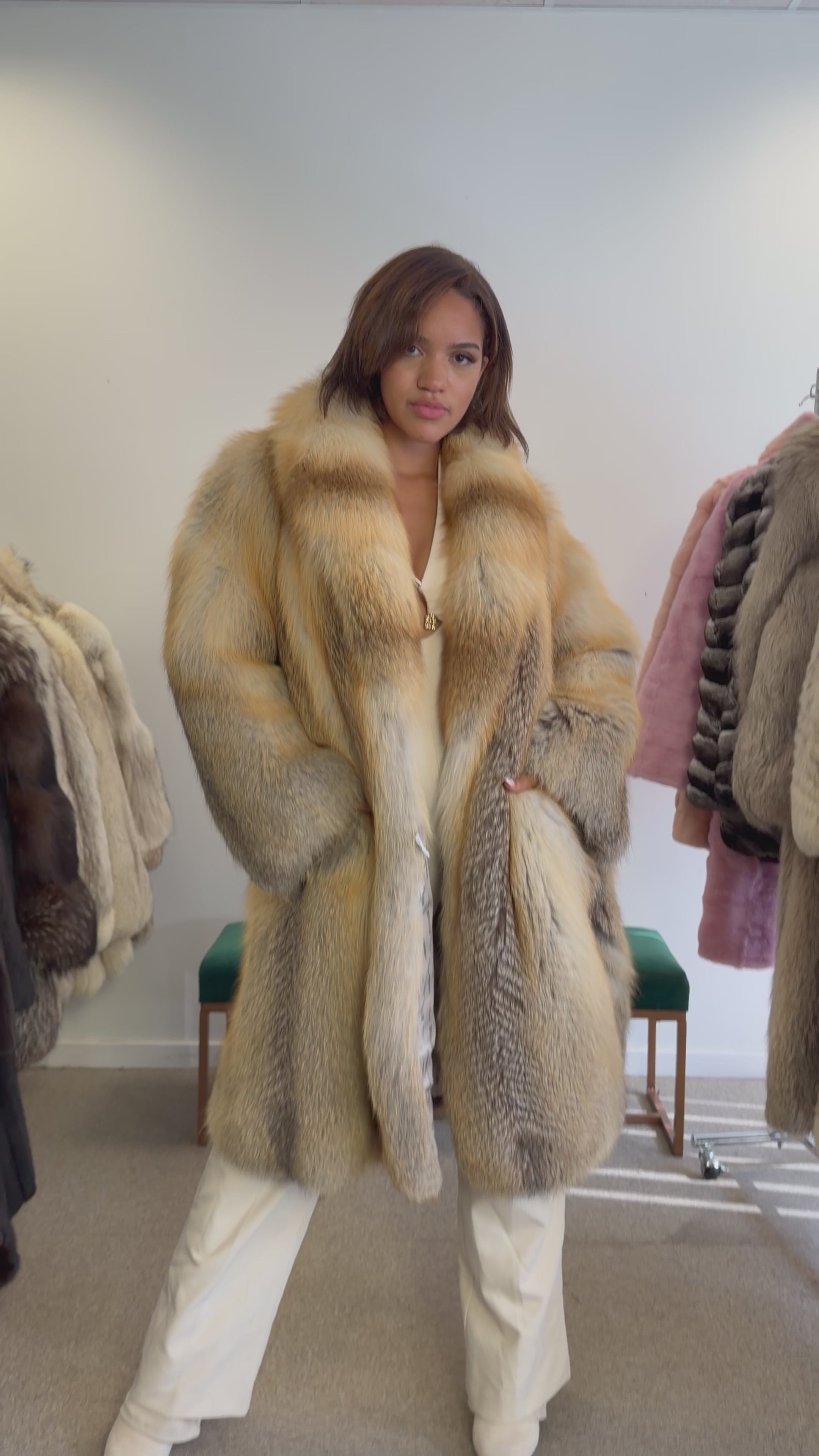Golden Island Fox Fur Coat, SAGA FOX, luxury XXL