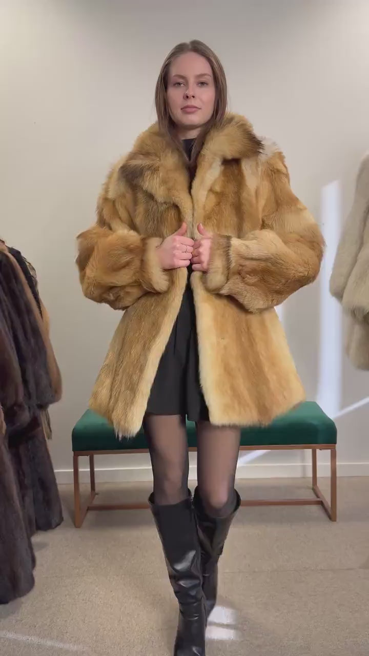 Golden Coyote Fur Coat, Large Size, Women's Fur Coat, Real Coyote Fur Coat, Coyote Coat Women, Vintage Fur Coat, Coyote Fur Coat, Real Fur