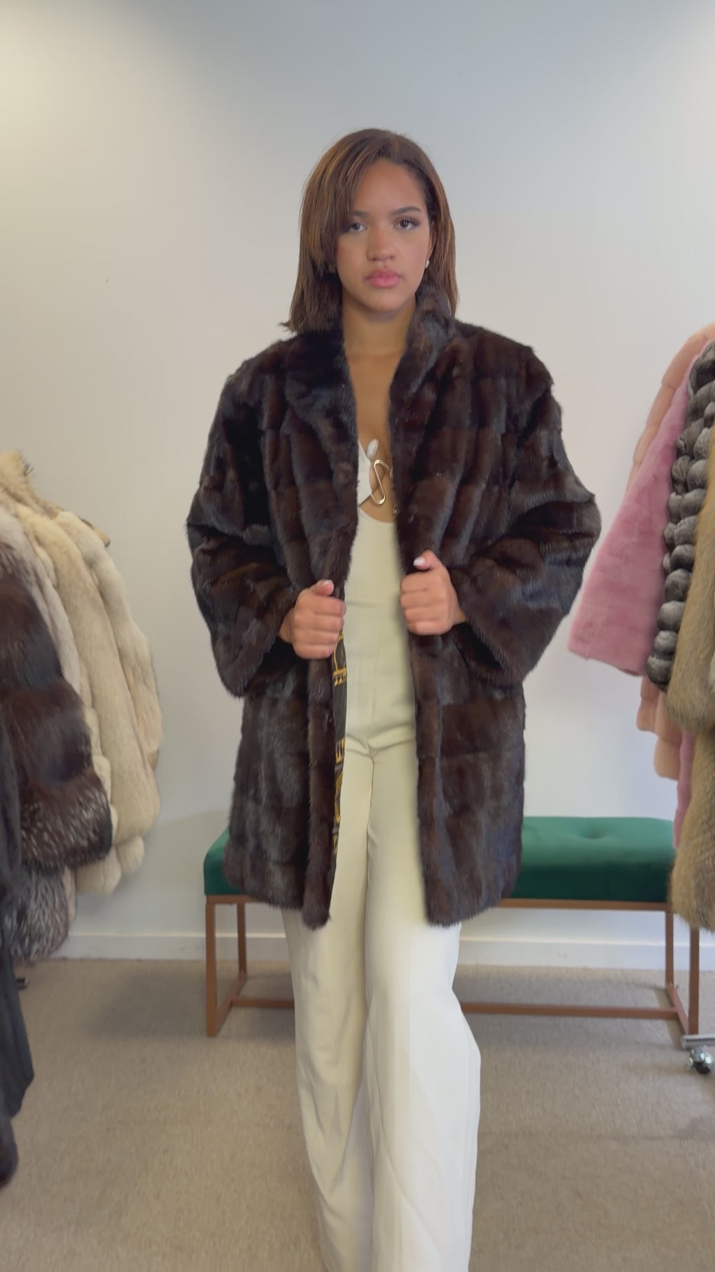 Mink Fur Jacket, Dark Brown, Medium
