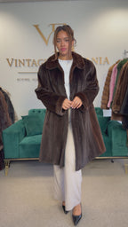 Dark Brown Sheared Mink Fur Coat, Luxury, Fits up to 4XL