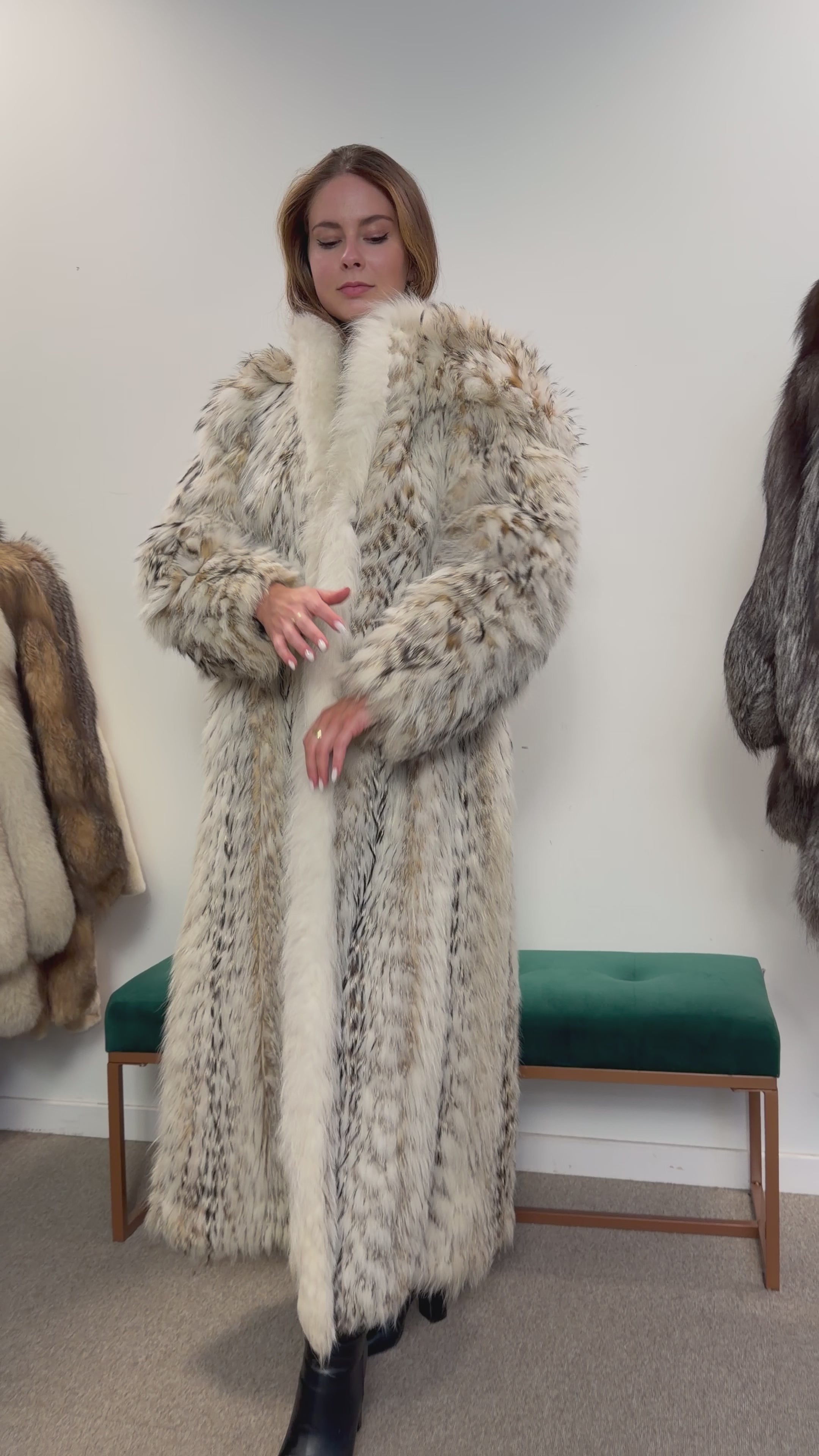White Fox and Finn Raccoon Real Fur Coat, Size XL
