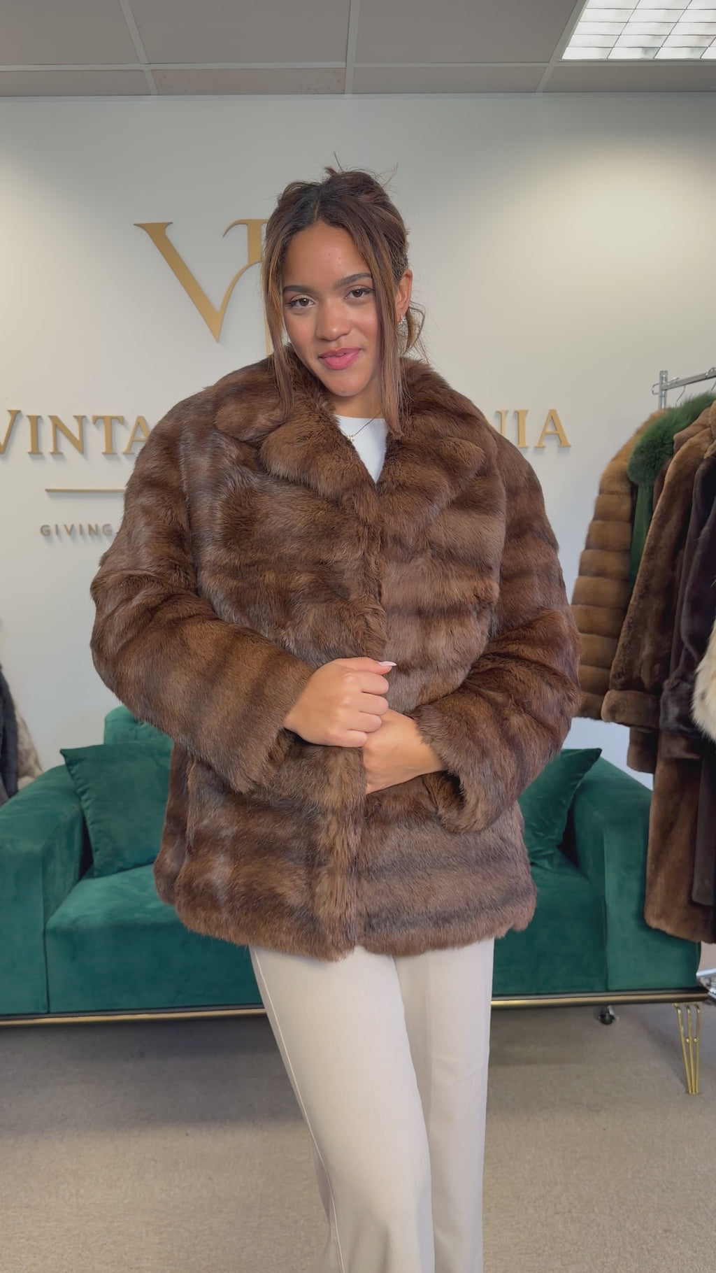 Dark Brown Feh Fur Jacket, Medium, Super Soft