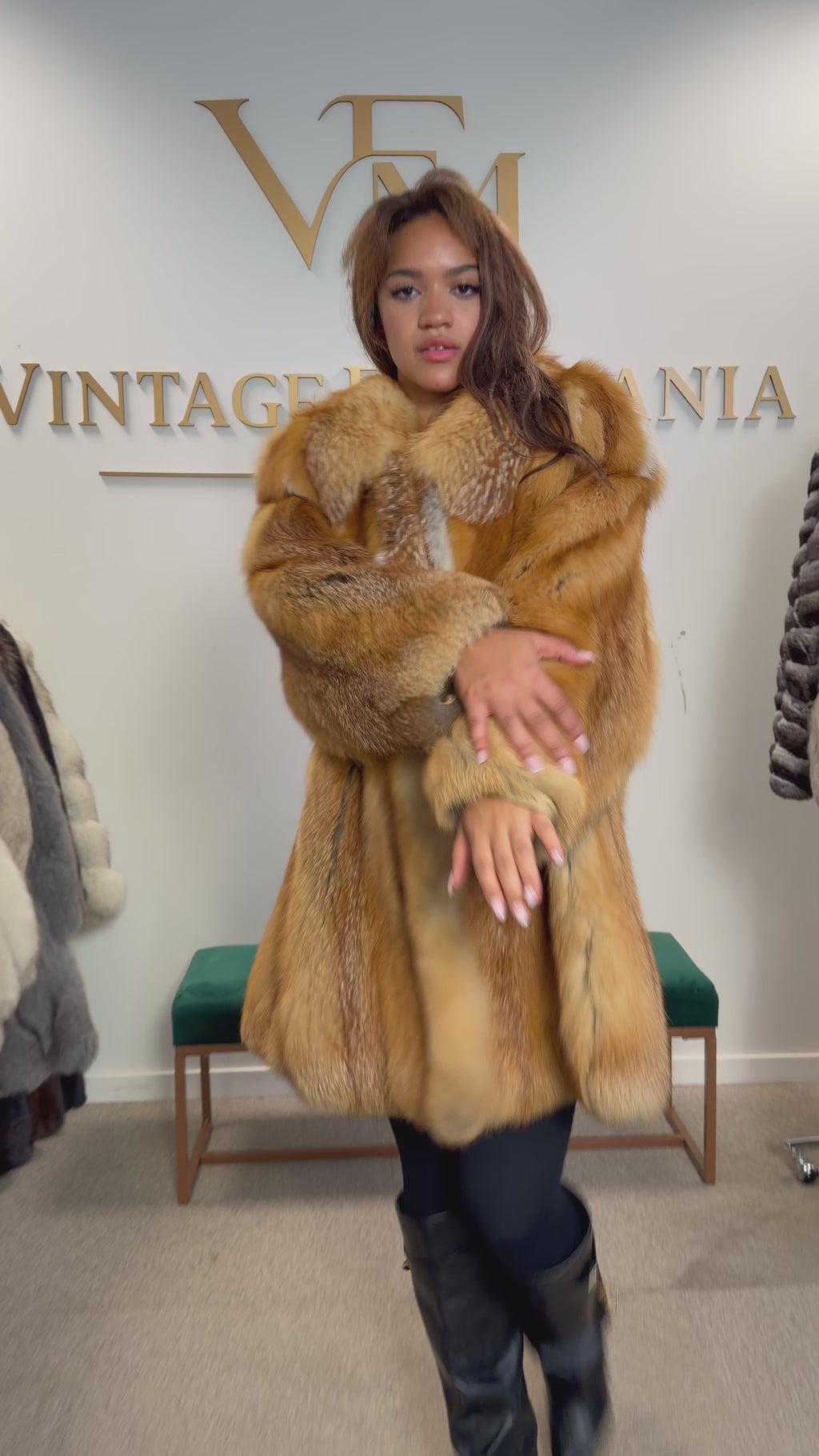 Scandinavian Red Fox Fur Coat, Fluffy Luxury, XL