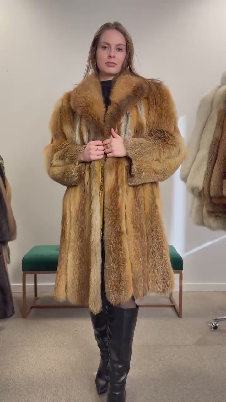 Red Fox Fur Coat, Women's Vintage Coat, XL Size, Fur Coat, Soft Fox Coat, Red Fox, Real Fur, Fur Coats Women, Real Fox Coat, Fox Fur Real