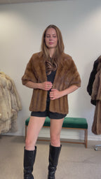 Mink Fur Stole, Pastel Brown, 145 cm
