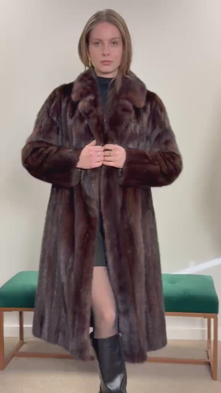 Brown Mink Coat, Medium Size, Women's Fur Coat, Vintage Fur Coat, Real Fur Coat, Mink Coat, Thick Mink Fur, Long Mink Coat, Fur Coat Mink