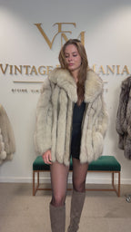 White Fox Fur Coat, Small-Medium, Leather, Outlet