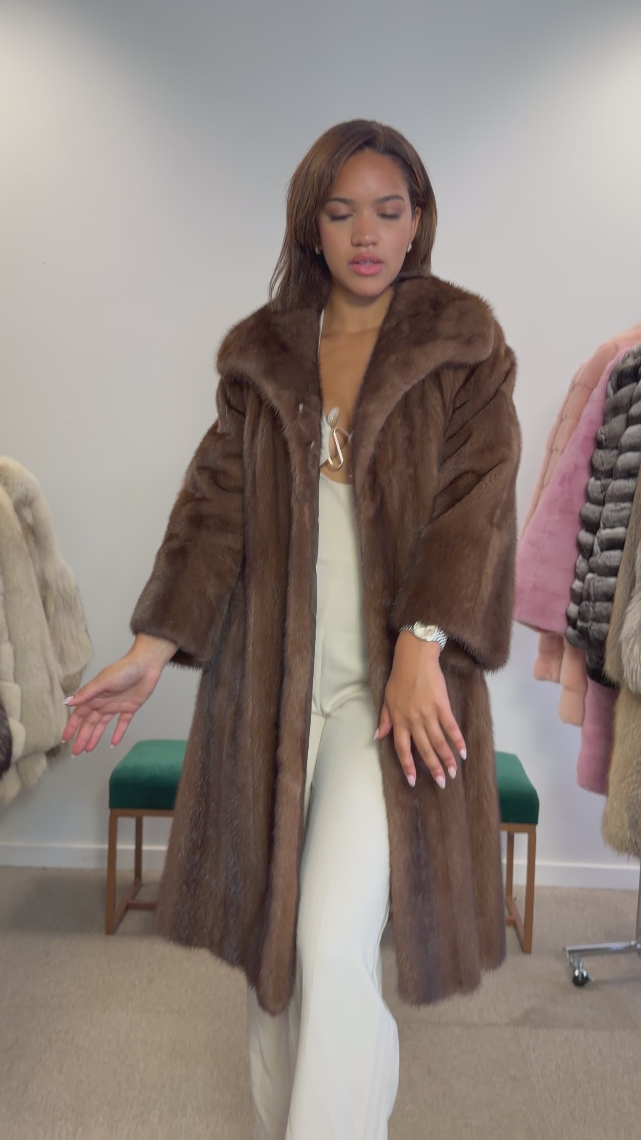 Pastel Mink Fur Coat, Medium