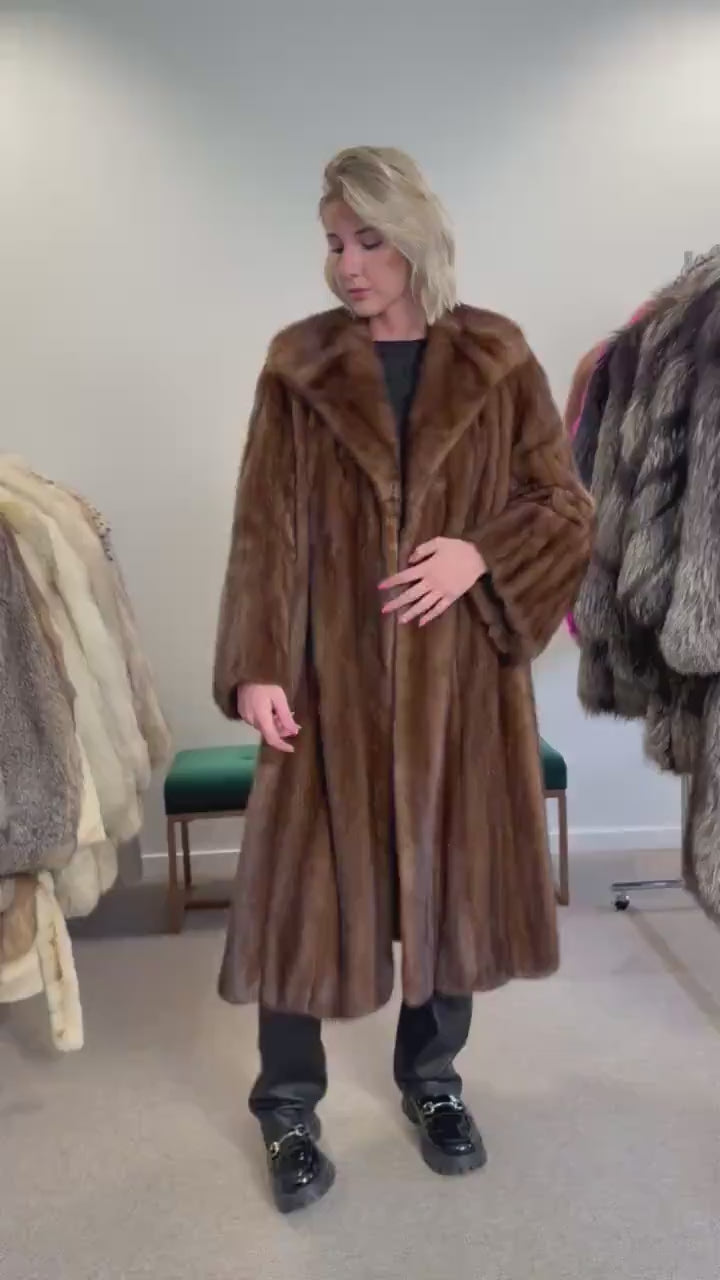 Brown Mink Coat - Huge Luxury, Rare Vintage Style with Fur Belt, Premium Quality Fur, Real Mink Fur Coat, Manteau de Fourrure, Women's Coat