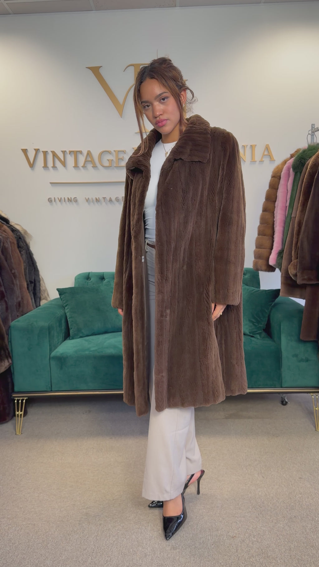 Dark Brown Sheared Mink Fur Coat, XXL, Luxury