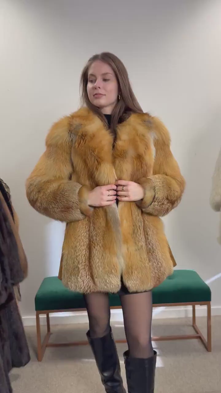 Fluffy Red Fox Jacket, Small Size, Soft Fox Fur Coat, Red Fox Coat, Fox Fur Real, Women's Fur Coat, Vintage Fur Coat, Fur Coats Women