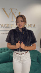 Dark Blue Mink Fur Jacket, M/L, New, Luxury Design