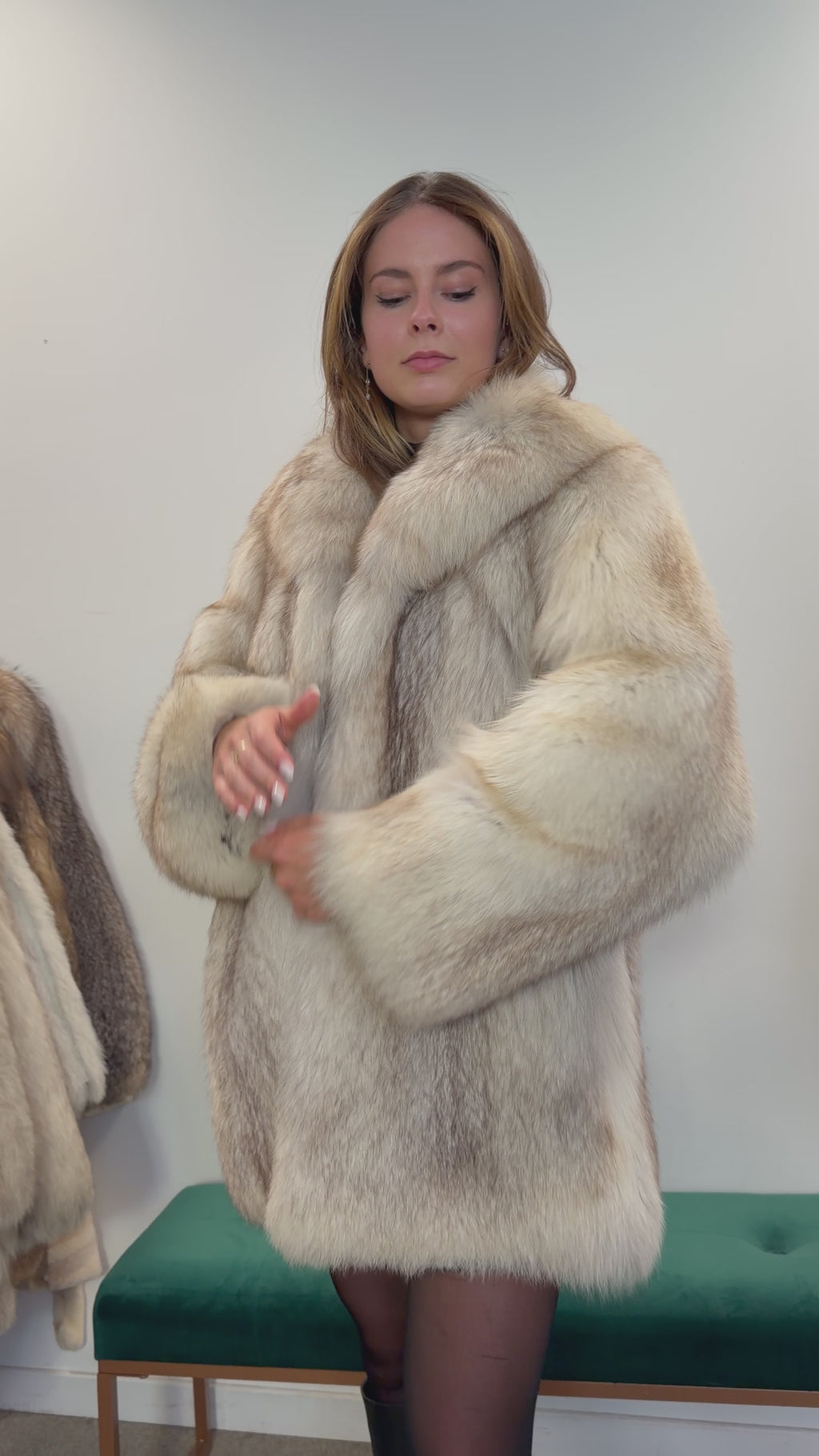 White Fox Fur Jacket, Luxury Quality - M size