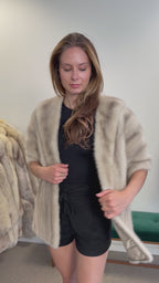 Mink Fur Stole, Grey, High Quality 150 cm