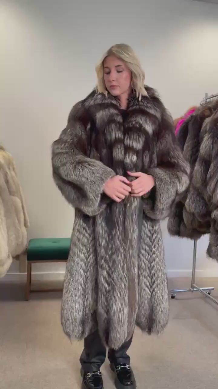 Silver Fox Fur Coat, XL Size, Real Fur Coat, Vintage Fox Fur, Fox Silver Coat, Women Fox Fur Coat, Real Fox, Nordic Fox, Elegant Fox Fur