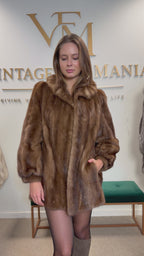 Pastel Mink Fur Jacket, Medium, Luxury Collar