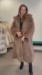 Fox Fur Coat, Brown, Full Length, Reversible, Size L