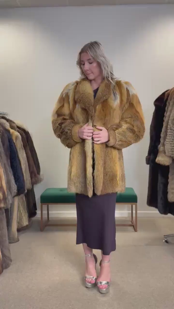 Vintage Red Fox Fur Jacket, Luxuriously Soft, Warm, Large Size