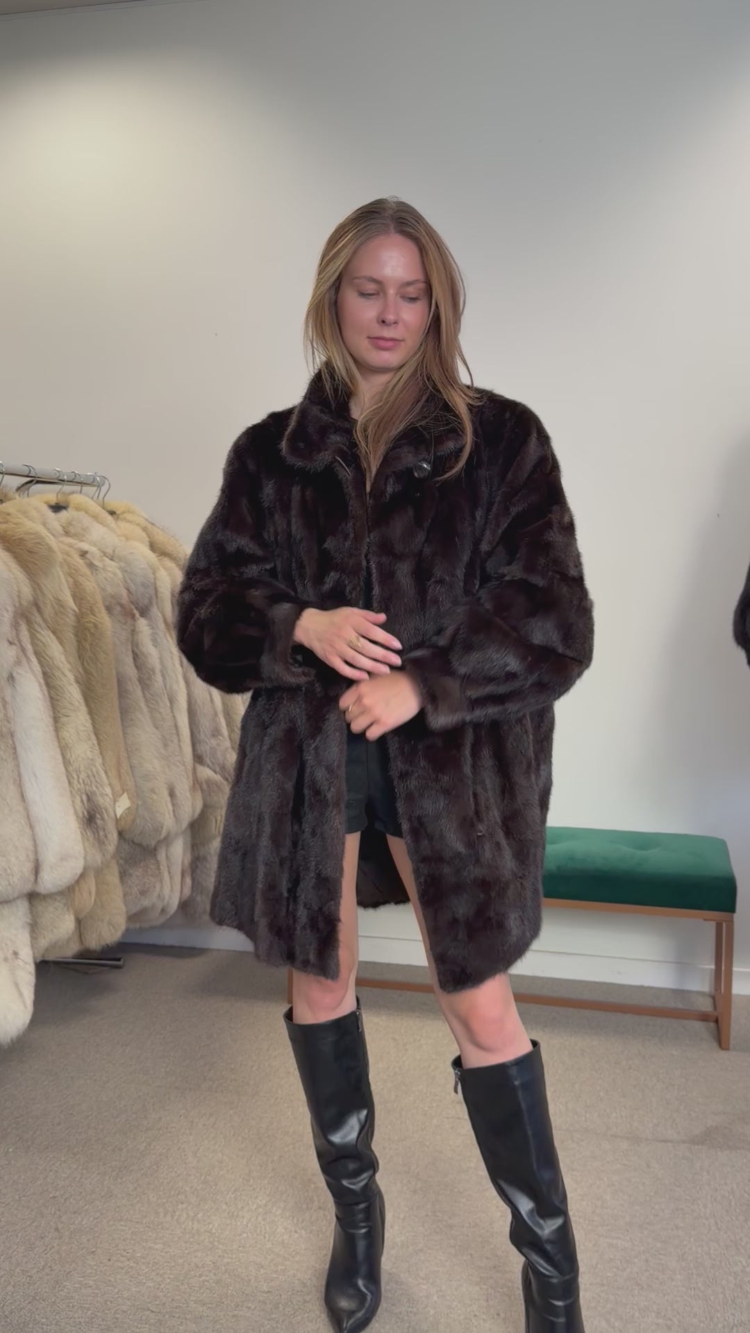 Brown Mink Fur Jacket, XL, Wagner Pelzhaus