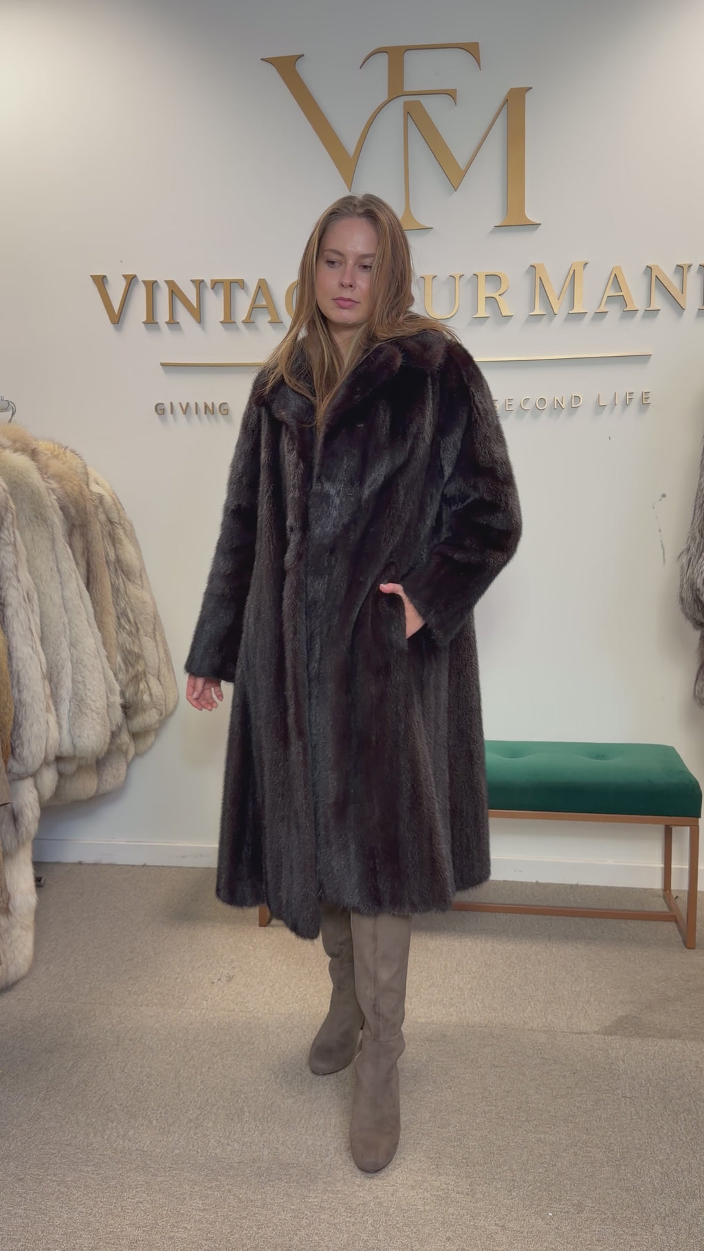 Dark Brown Mink Fur Coat, Medium, Bouckaert