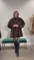 Brown Beaver Fur Coat, Large Size, Beaver Coat, Real Fur, Women's Fur Coat, Vintage Fur Coat, Brown Fur Coat, Fur Coat Women, Large Fur Coat