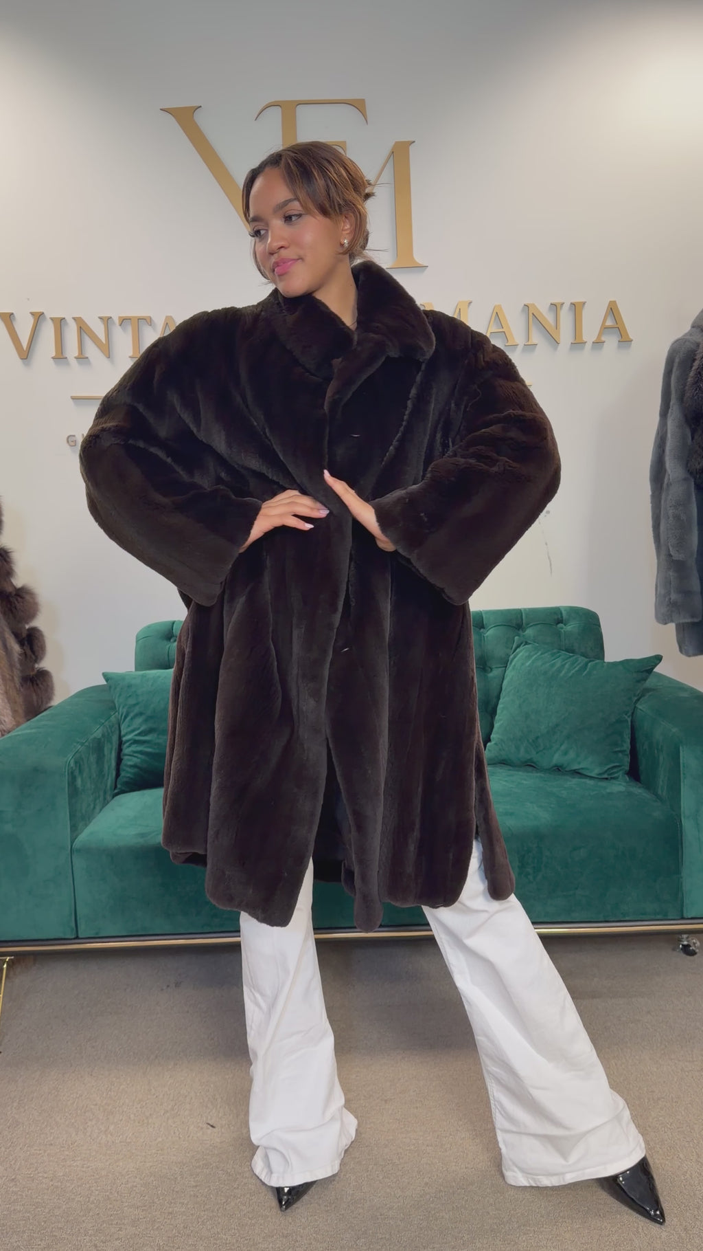 Sheared Black Mink Fur Coat, Fits up to 5XL, Burki Bern