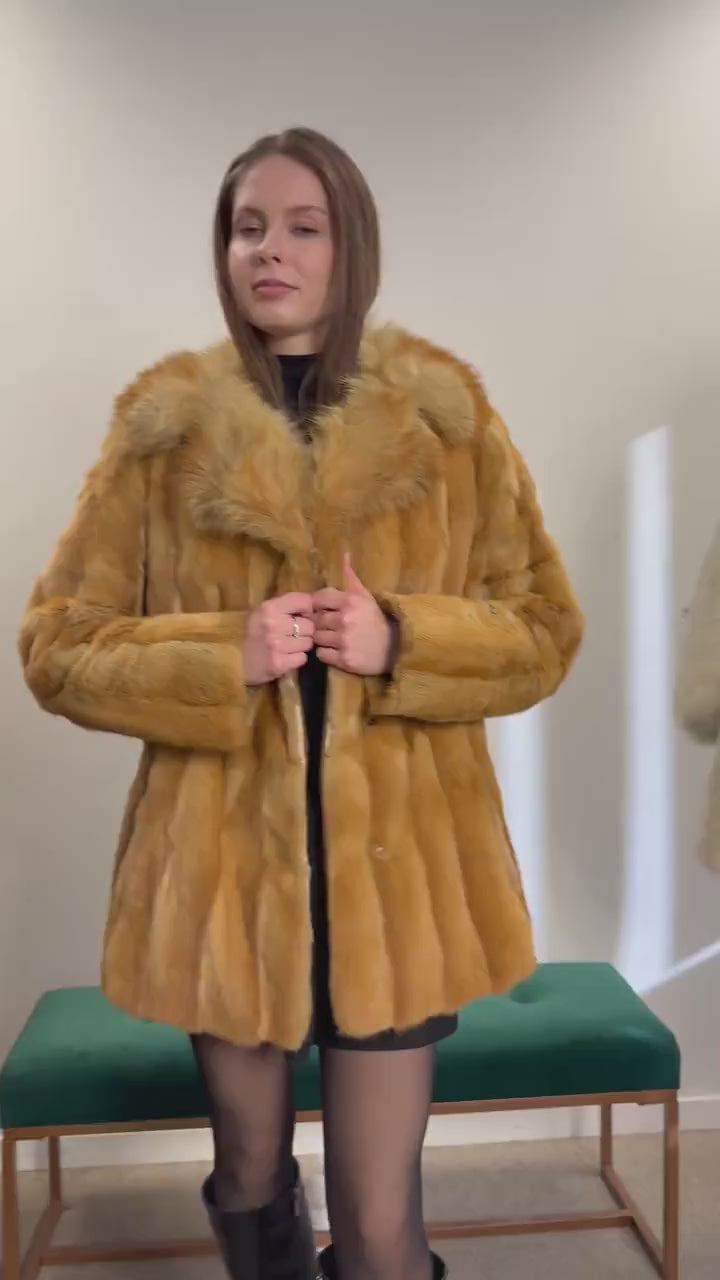 Golden Mink Fur Jacket, Mink Fur Jacket, Golden Mink, Medium Size, Real Fur Jacket, Vintage Fur Coat, Women's Fur Jacket, Mink Jacket