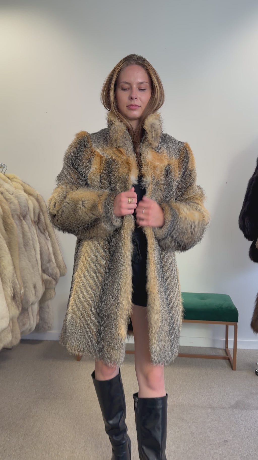 10. Grey Fox Fur Jacket, Medium, Beyer Pelze