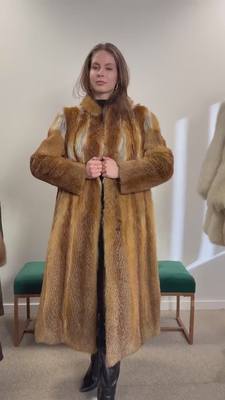 Long Red Fox Coat, Small Size, Soft Fox Fur Coat, Red Fox Coat, Fox Fur Real, Thick Fur, Women's Fur Coat, Vintage Fur Coat, Fur Coats Women