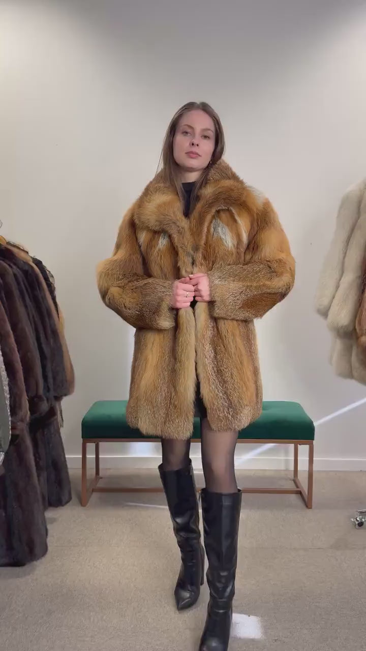 Red Fox Fur Coat, XL Size, Fur Coat, Soft Fox Coat, Red Fox, Real Fur, Fur Coats Women, Real Fox Coat, Fox Fur Real, Vintage Fur Coat