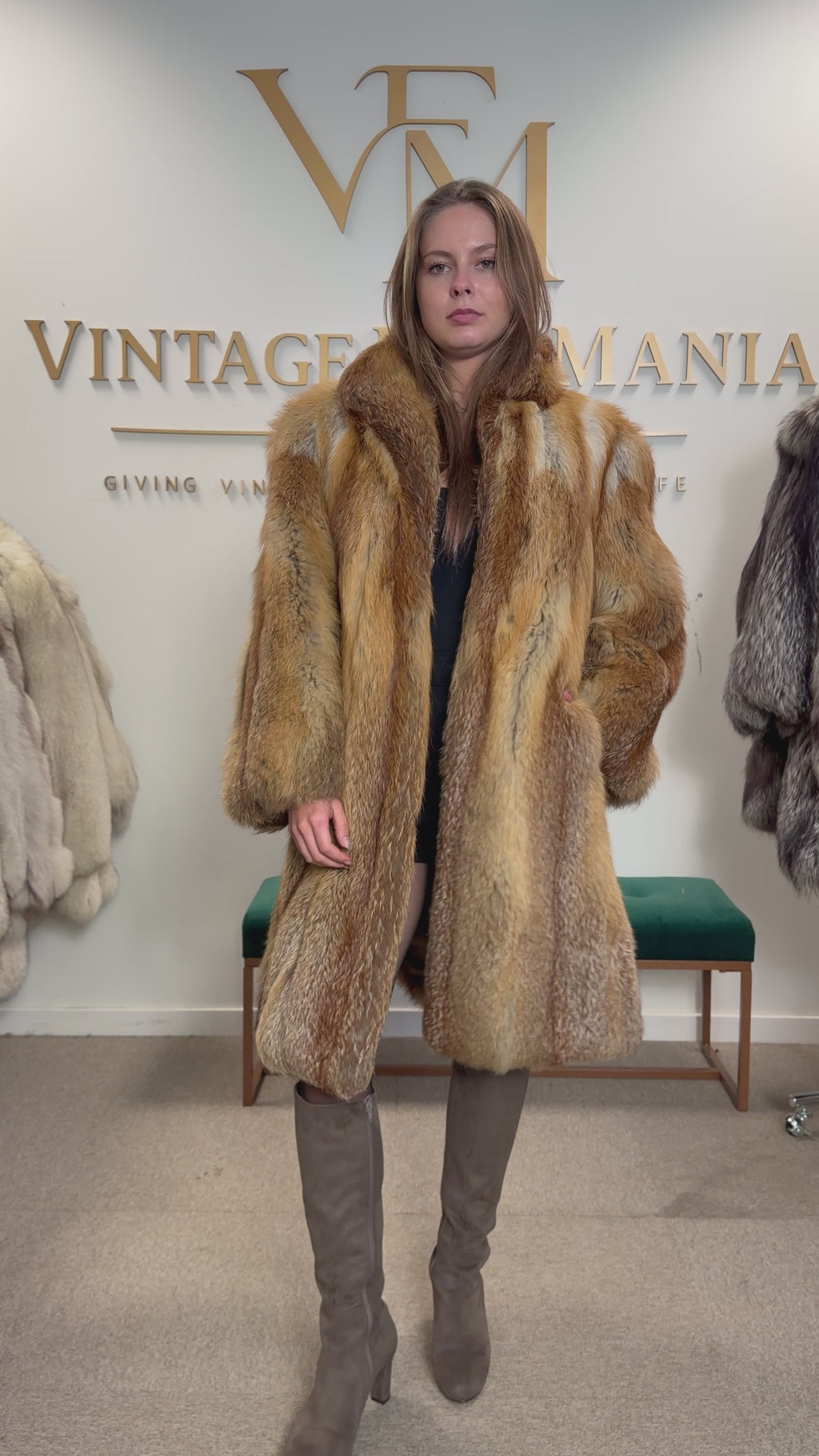 Red Fox Fur Coat, Large, Fluffy