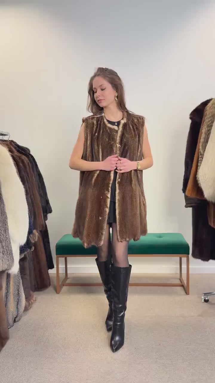 Luxury Mink Vest, XL Size, Mink Leather Vest, Real Fur Vest, Brown Mink Fur, Vintage Fur Vest, Real Mink Vest, Thick Mink Fur Vest, Mink Fur