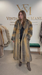 Grey Cross Fox Fur Coat, Large, Full Length