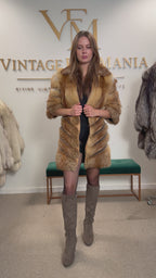 Red Fox Fur Jacket, Small, Trimmed, Short Sleeves