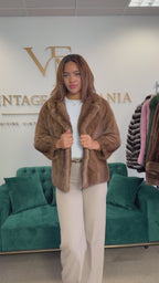 Short Brown SAGA Mink Fur Jacket, M/L