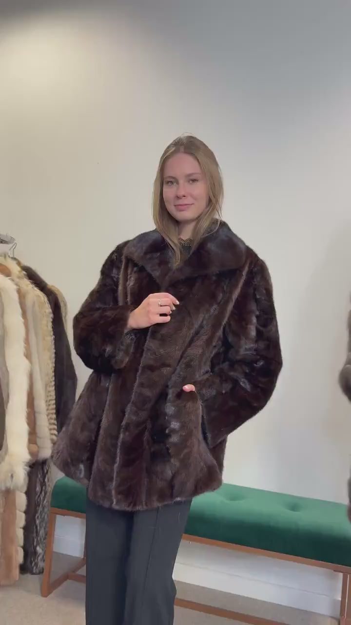 Swiss Mink Fur Jacket, Short Mink Fur Jacket, XXL Size, Brown Mink Fur, Real Fur Jacket, Mink Jacket, Vintage Fur Jacket, Thick Mink Jacket