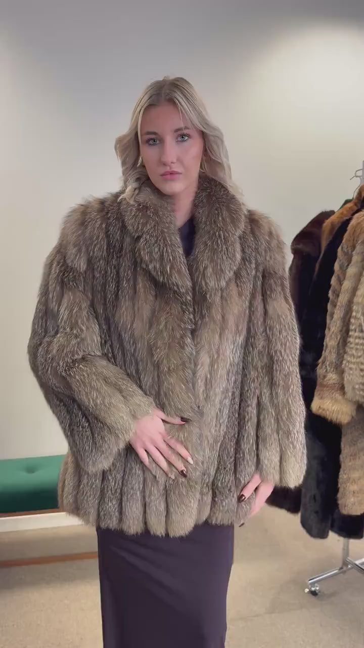 Crystal Fox Fur Jacket, Medium Size, Real Crystal Fox Fur, Fluffy Fur Coat, Fox Fur Coat, Real Fox Fur, Real Fur Coat, Grey Fox Fur Coat