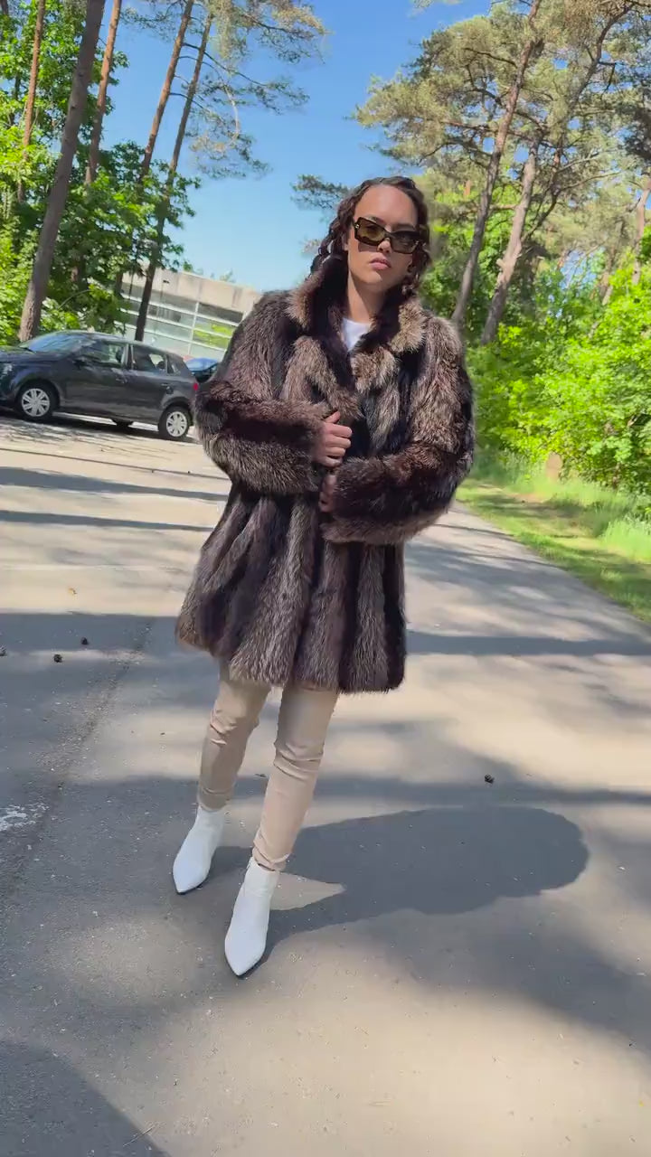 Soft Raccoon Fur Coat, XL Size, Fur Coat, Raccoon Fur Coat, Vintage Fur Coat, Thick Fur, Raccoon Fur Jacket, Real Fur Jacket, Real Fur Coat