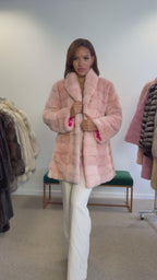 NEW Mink Fur Coat, Pink Lining, Size L