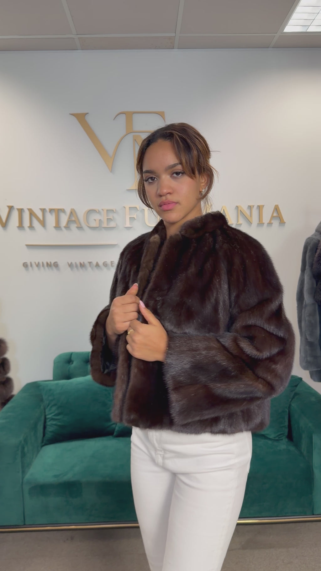 Dark Brown SAGA Mink Fur Jacket, Medium, Short