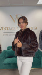 Dark Brown SAGA Mink Fur Jacket, Medium, Short