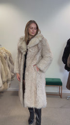 White Nordic Fox Fur Coat, Full-Length Small size (fits XS)