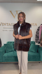 Dark Brown Mink Fur Vest, Large