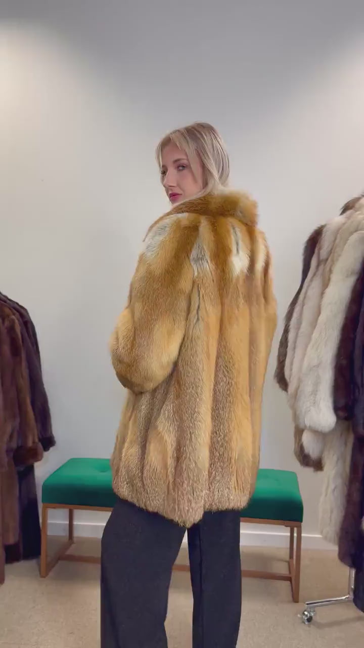 Red Fox Fur Coat, XL Size, Fur Coat, Fluffy Fox Coat, Red Fox, Real Fur, Vintage Fur Coat, Fur Coats Women, Real Fox Coat, Fox Fur Real