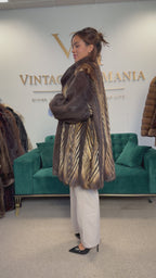 Sheared Beaver Fur Coat with Fitch, 5XL
