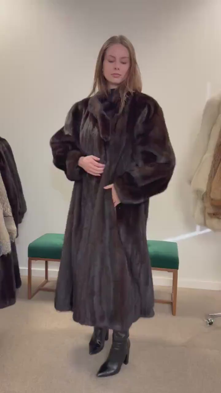 Oversized Dark Brown Mink Coat, 4XL Size, Special Design, Vintage Luxurious Style, Premium Quality Fur, Real Mink Fur, Soft & Thick Fur Coat