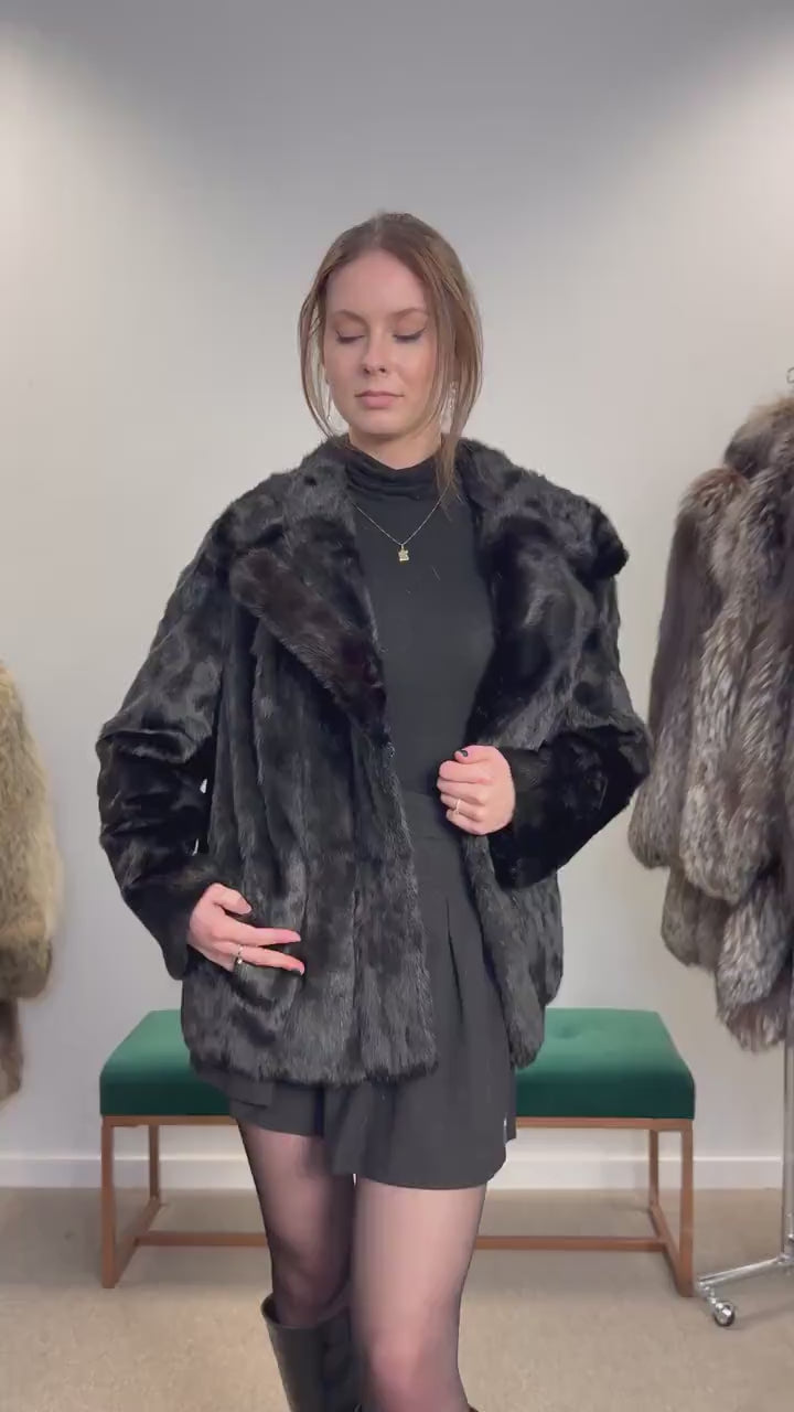 Black Mink Fur Jacket, XXL Size, Mink Coat, Real Fur Coat, Womens Fur Coat, Mink Coat, Fur Coats, Mink Fur Coat, Black Mink, Black Mink Coat